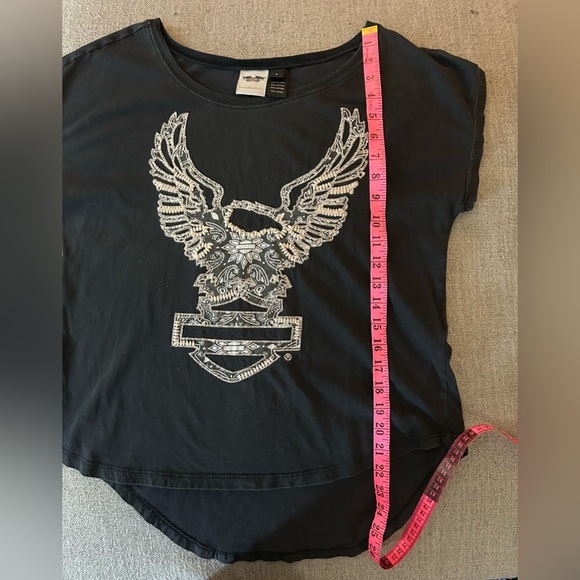 Harley-Davidson Black Short Sleeve Tee with Eagle Design - Picture 5 of 6
